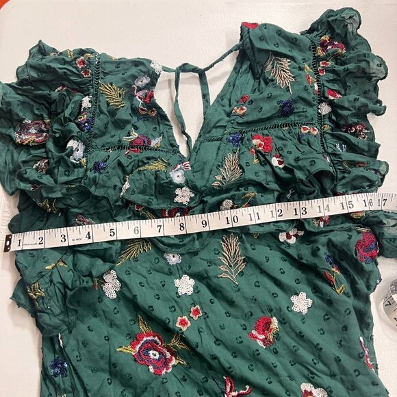 Tularosa Women's Lindsay Embroidered Floral Ruffle Mini Lined Dress - Picture 11 of 12